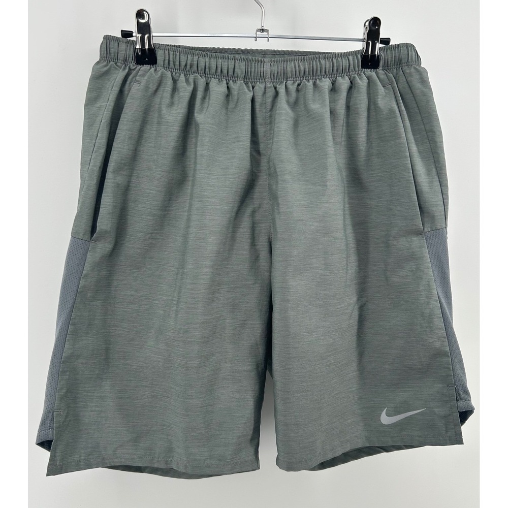 Nike Dri-FIT Challenger Brief Lined Running Shorts Mens Medium Gray Pockets Gym